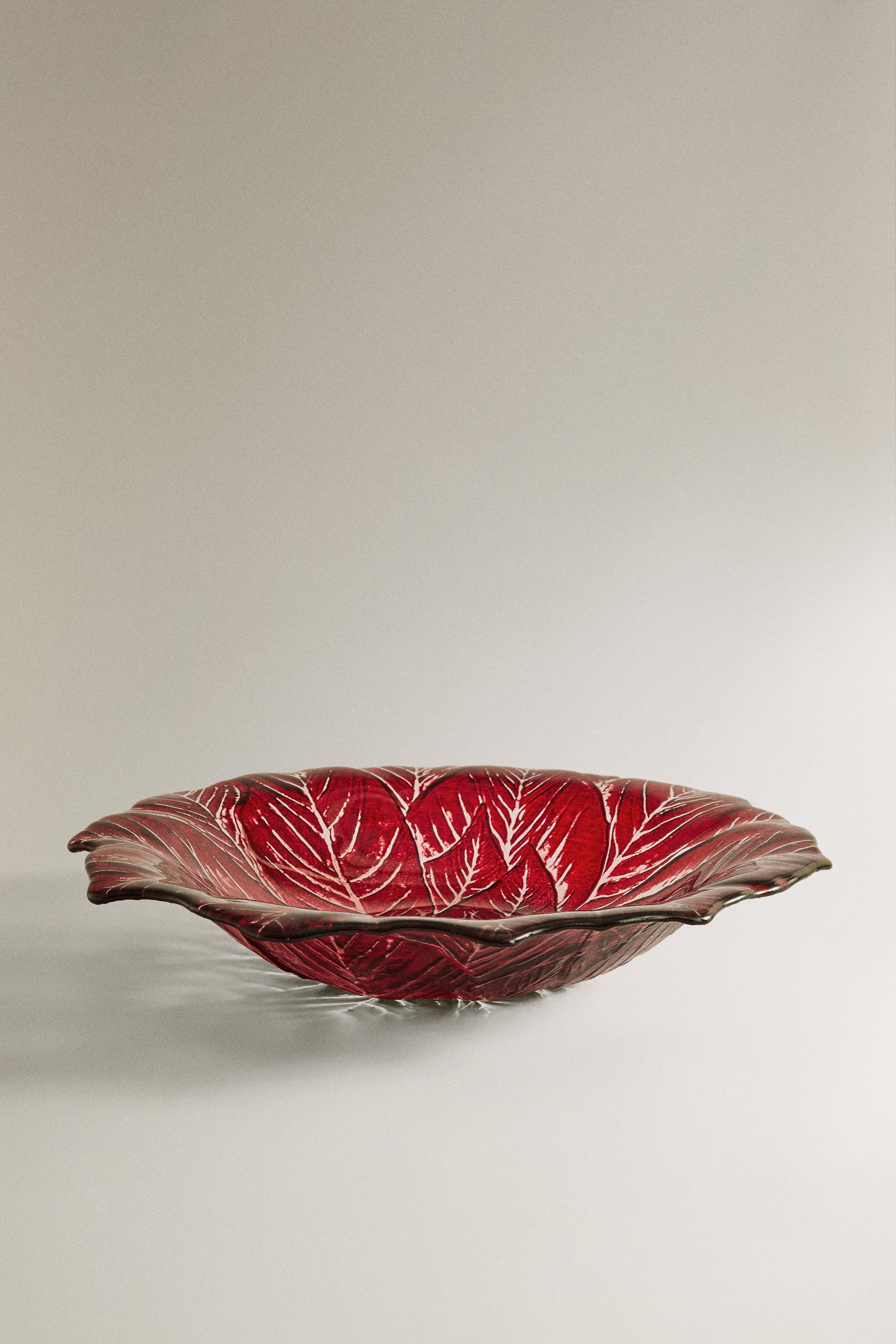 CHRISTMAS FLOWER GLASS SERVING DISH